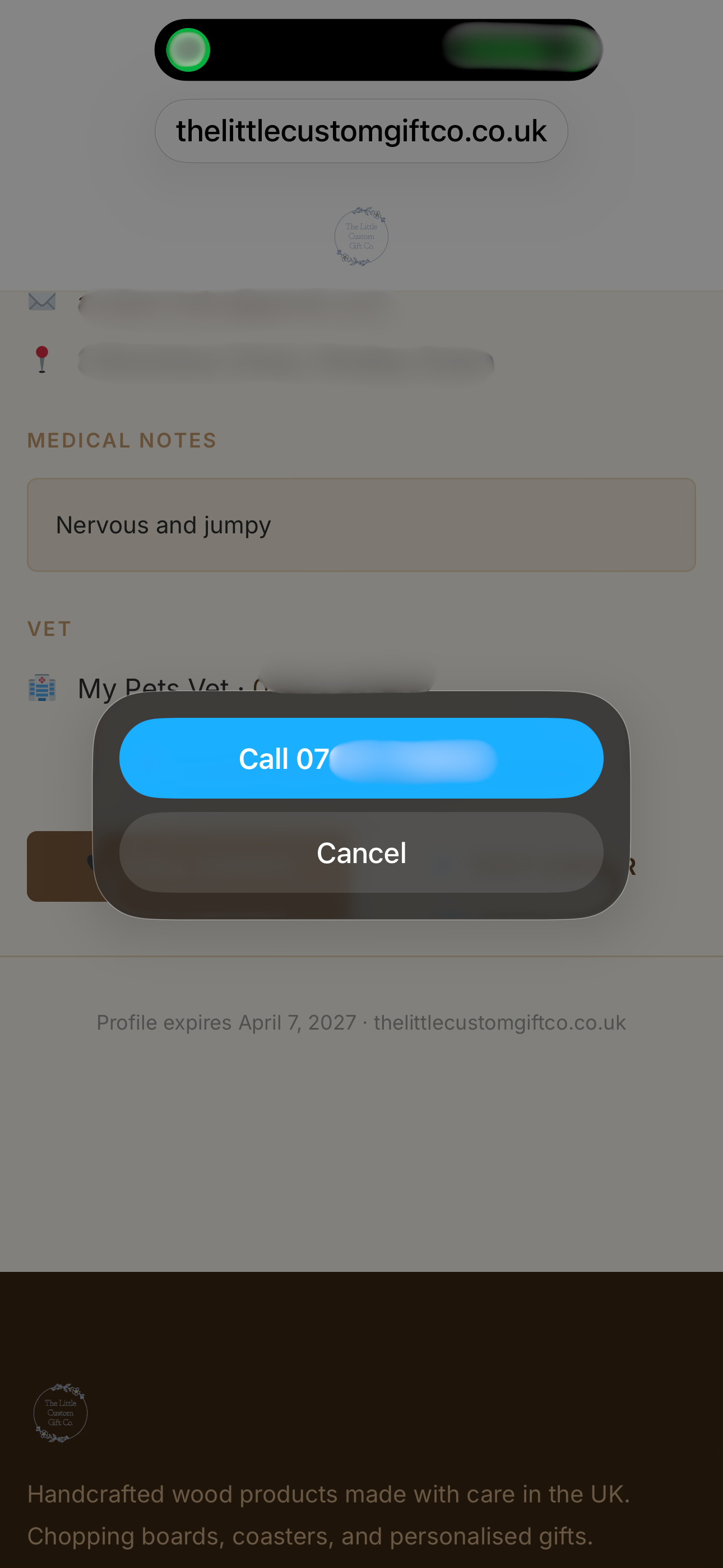 One-tap call dialog on iPhone